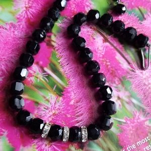 Vintage necklace black French Jet necklace choker glass